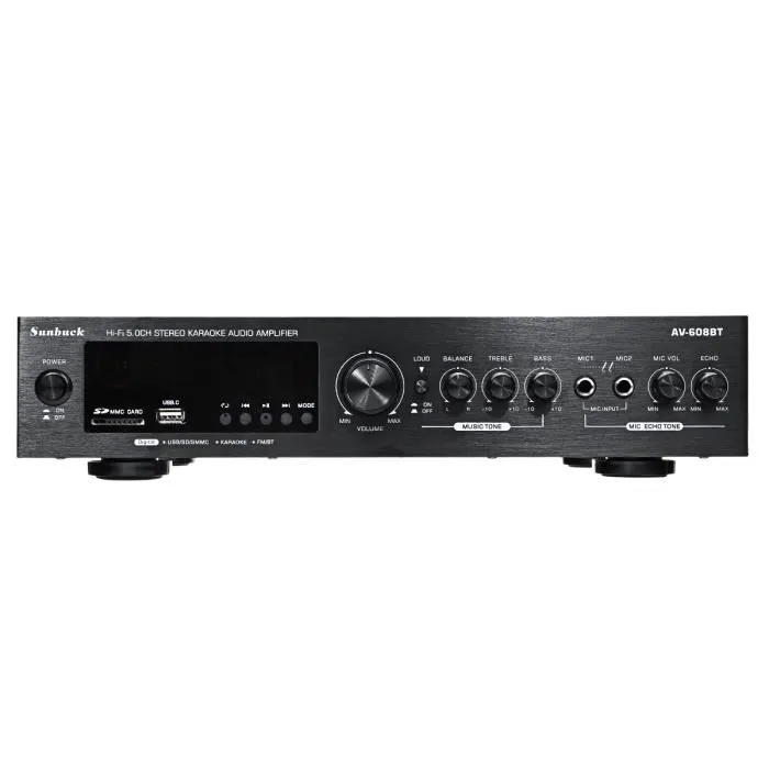 HIFI 2000W 220V Amplificateur de puissance Audio BT Stéréo USB SD FM LED Noir