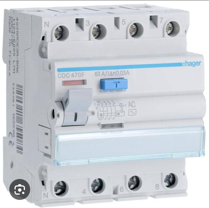 DISJONCTEUR DIFFERENTIEL 4 POLES 63A 30MA CLIM