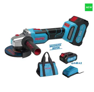 ENSEMBLE DE MEULEUSE D'ANGLE SANS FIL 20V SANS BALAIS 115MM REFERENCE FCAG115X1-4/ FIXTEC