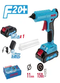 KIT PISTOLET A COLLE SANS FIL LI-ION 20V REFERENCE FCGG201-1/ FIXTEC