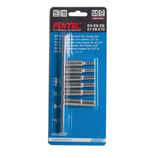 JEU DE 6 DOUILLES TORX EXTERNES PROFONDES DE 1/4 REFERENCE FHS040606T/  FIXTEC